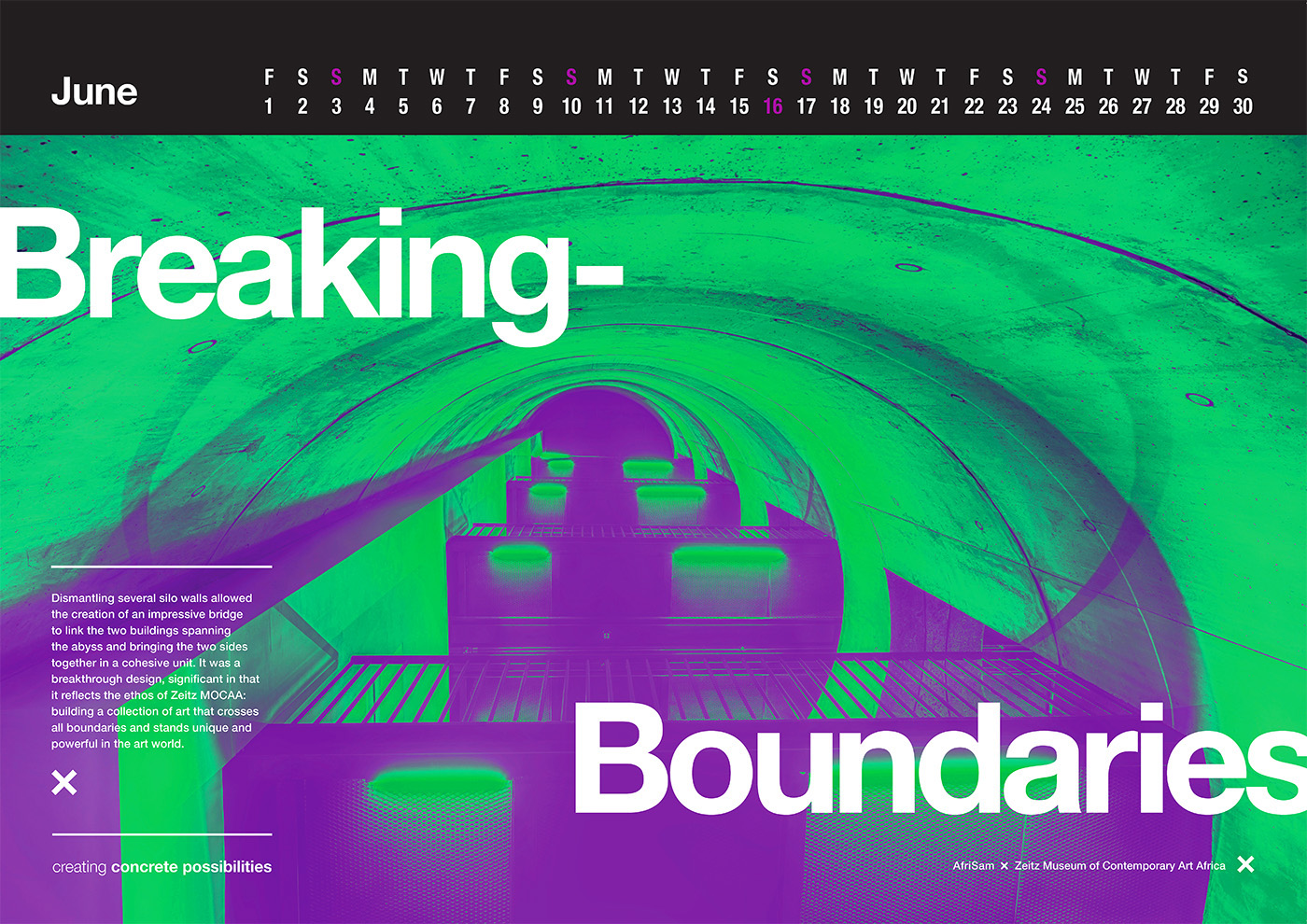 vibrant, garish color effect used on a web calendar, a website design trend