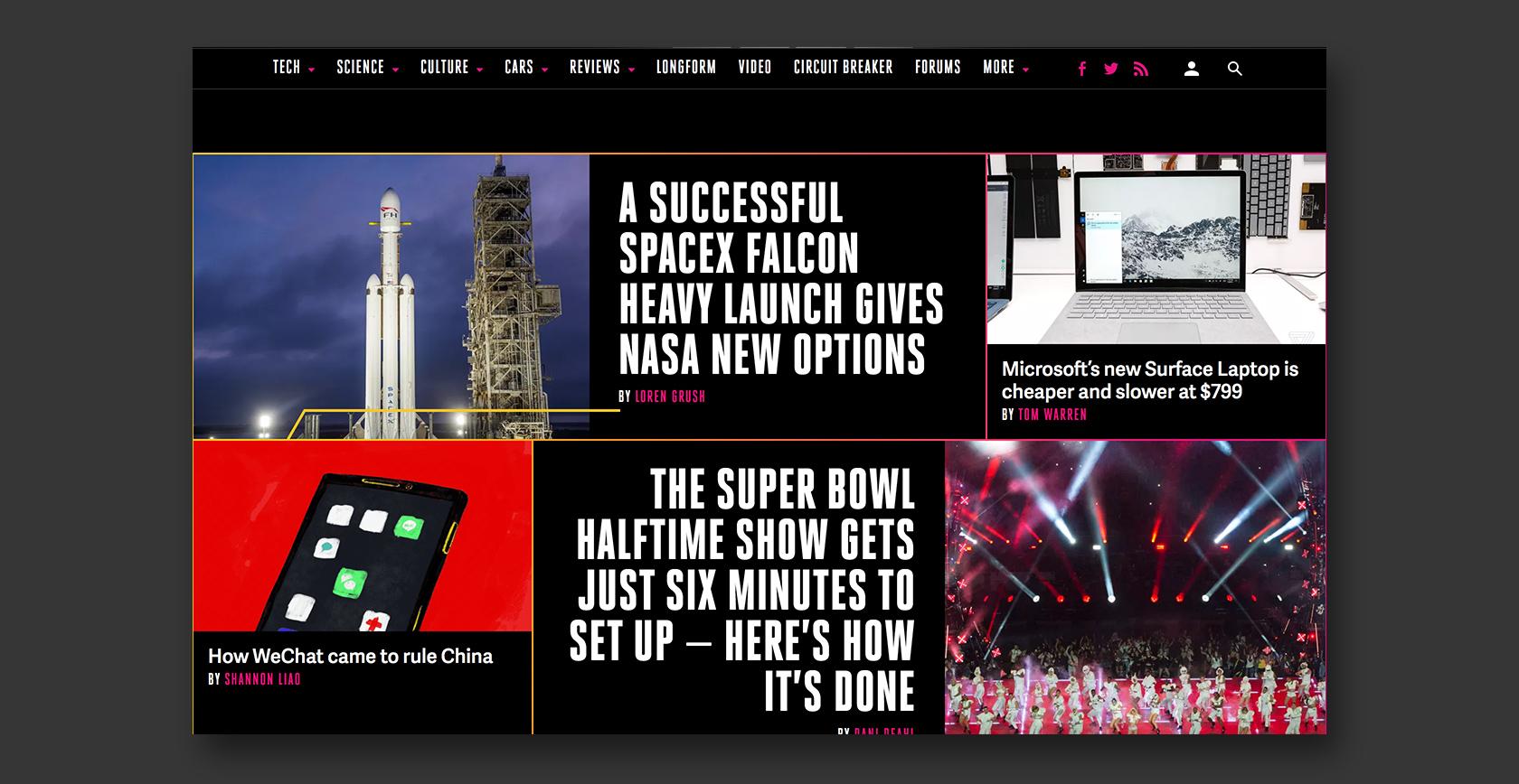Example of dynamic website design–The Verge