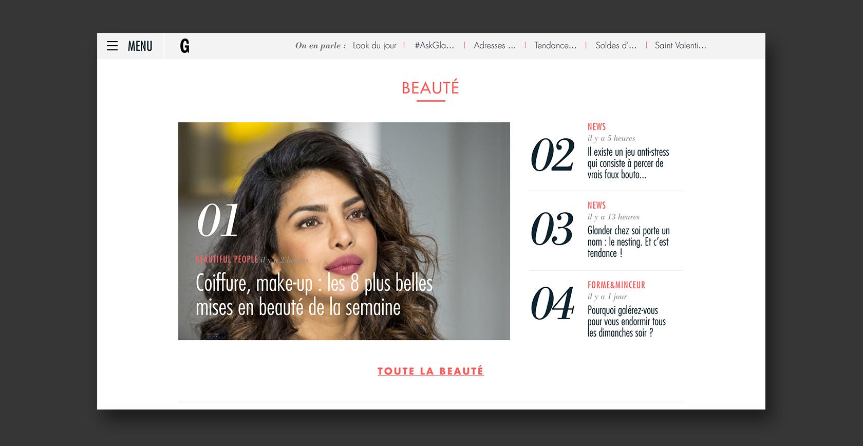 Example of CMS web design–Glamour Paris