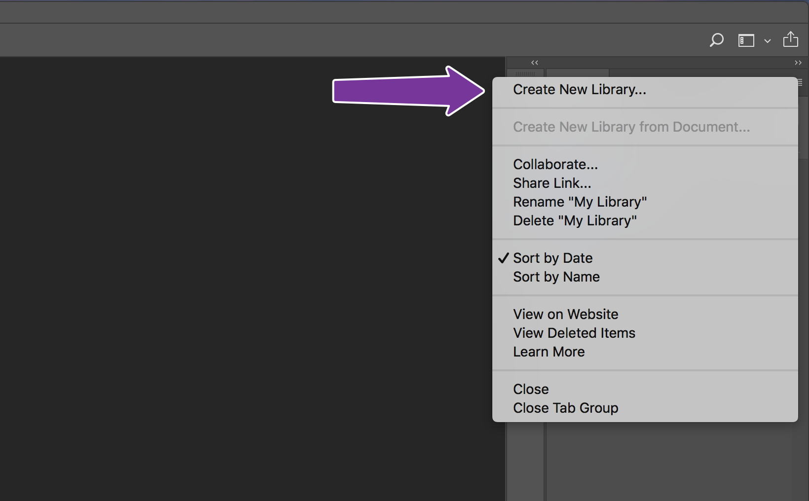 Create a new Adobe CC library