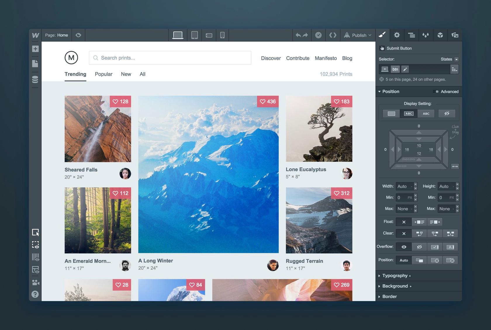 Webflow is used to create responsive websites online