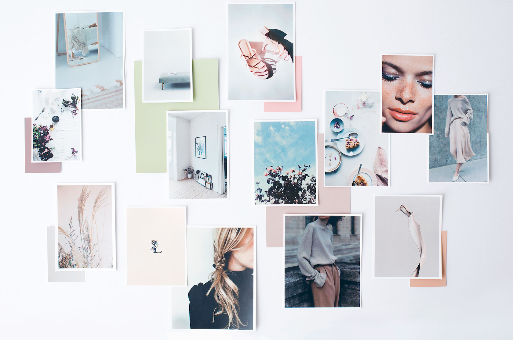 A beautiful physical mood board layout