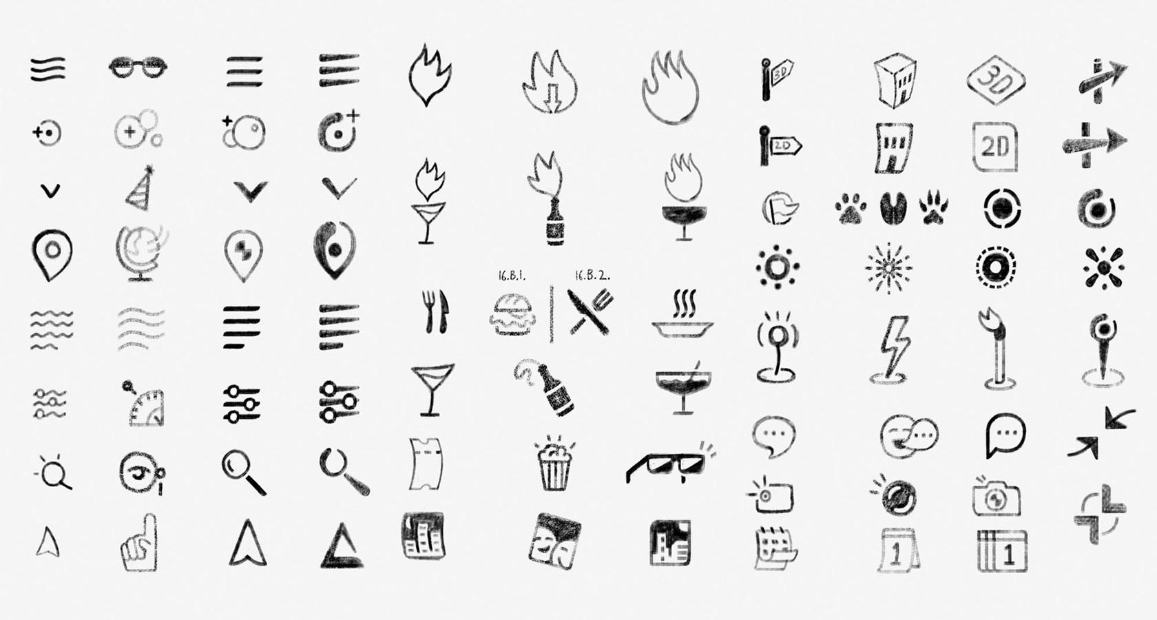 Icon design concept sketches