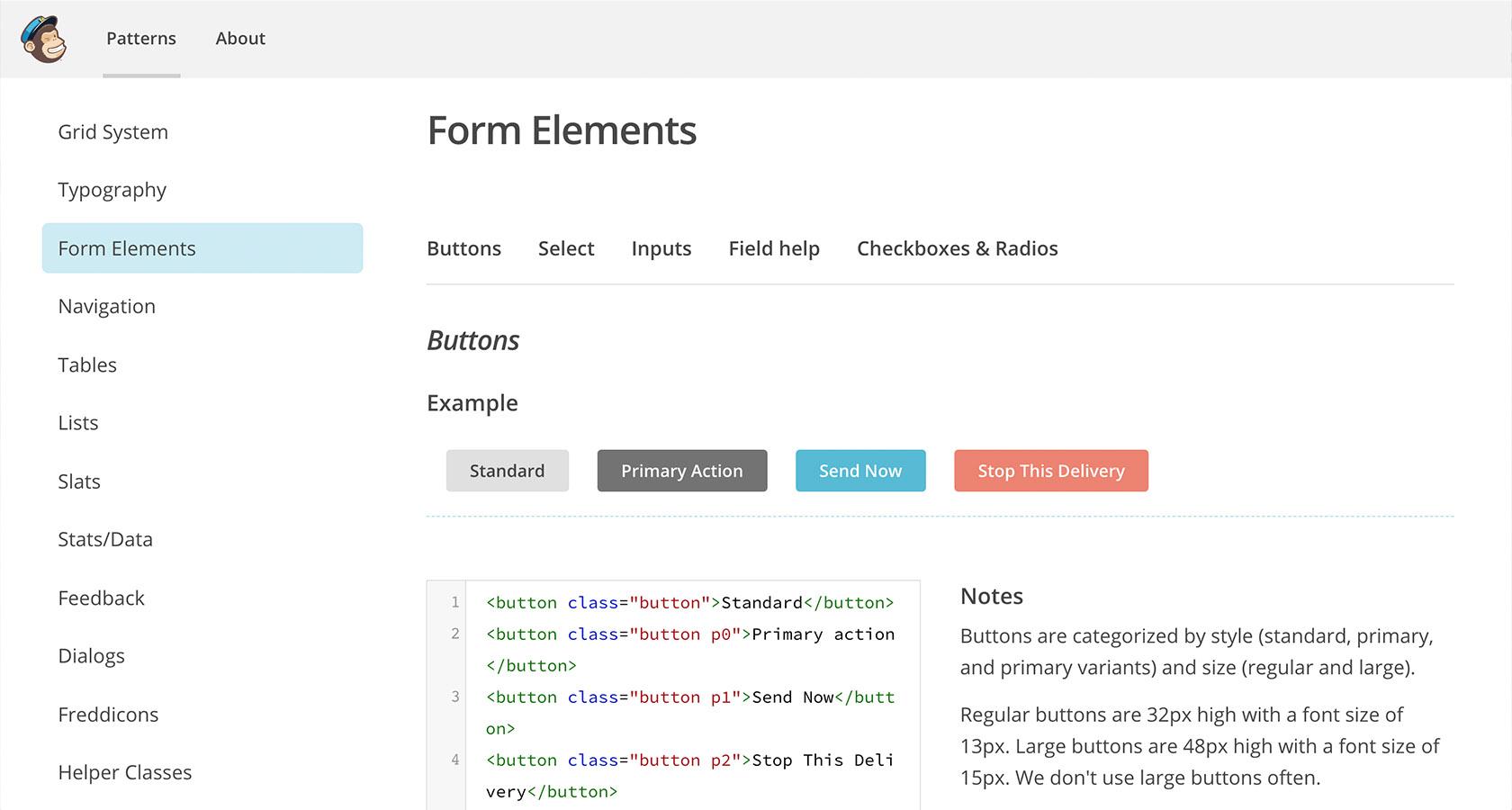 Creating a UI style guide, one can use code snippets