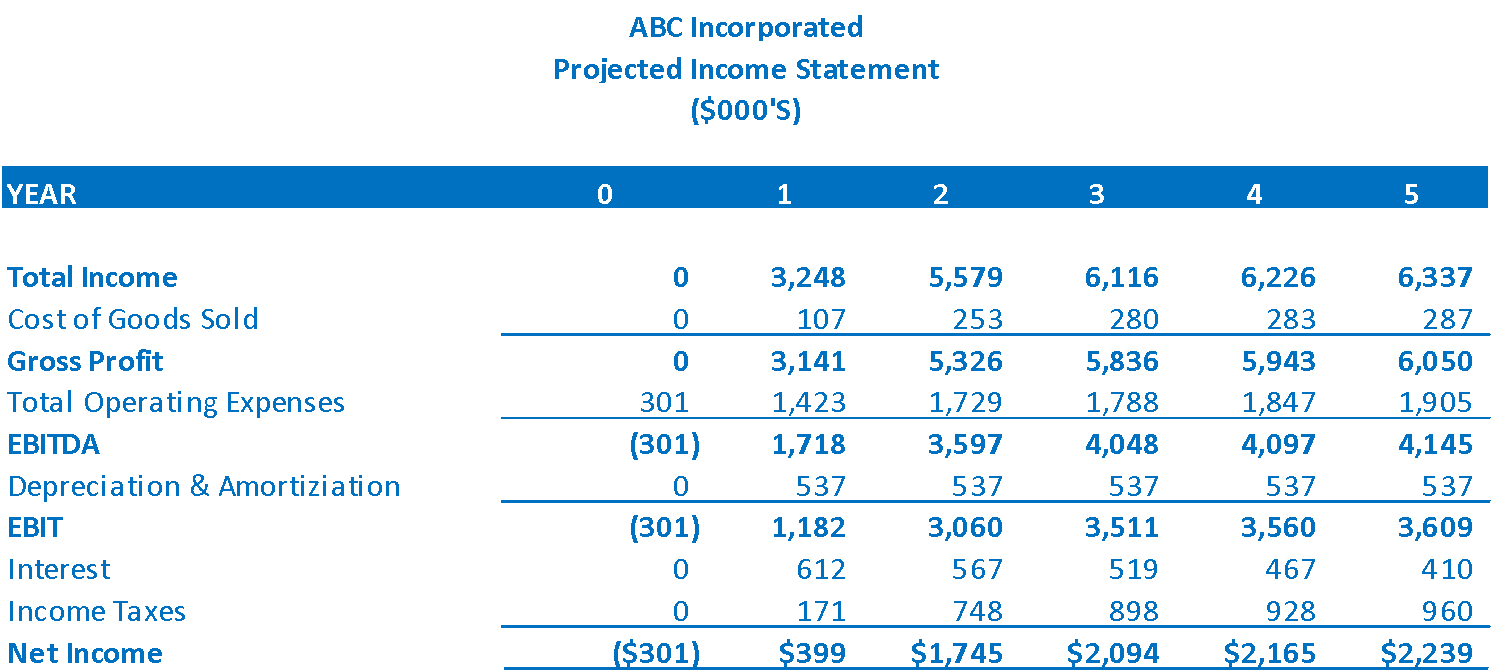 Example of an income statement
