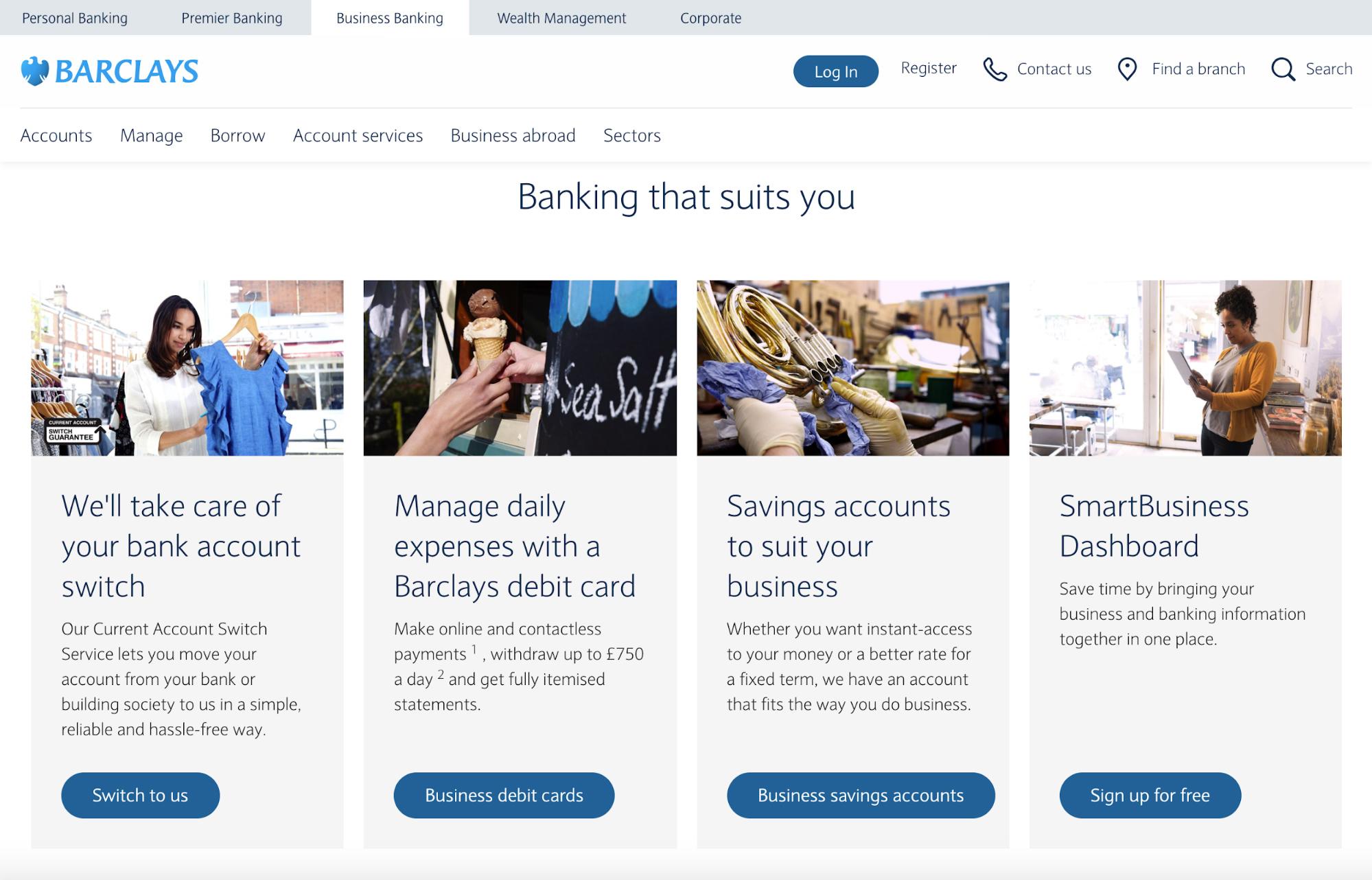 Barclays uses a very specific website color scheme