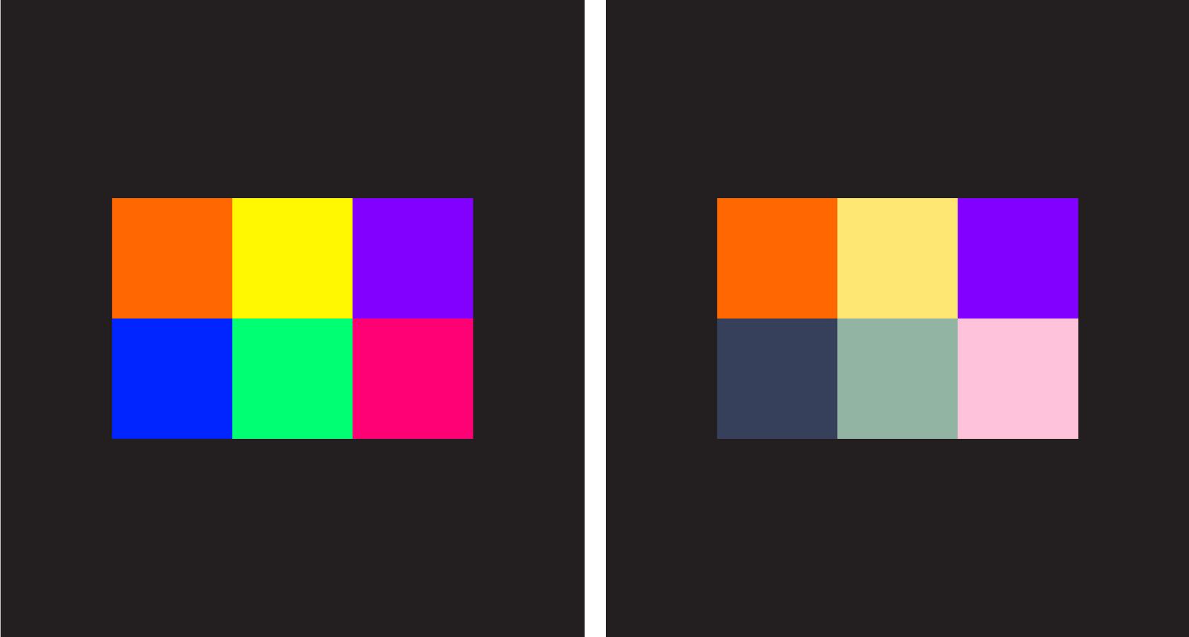 Beautiful color palettes saturation and brightness