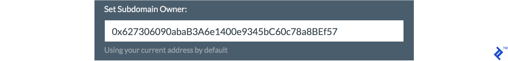 Defaulting to the current account's address as the subdomain owner