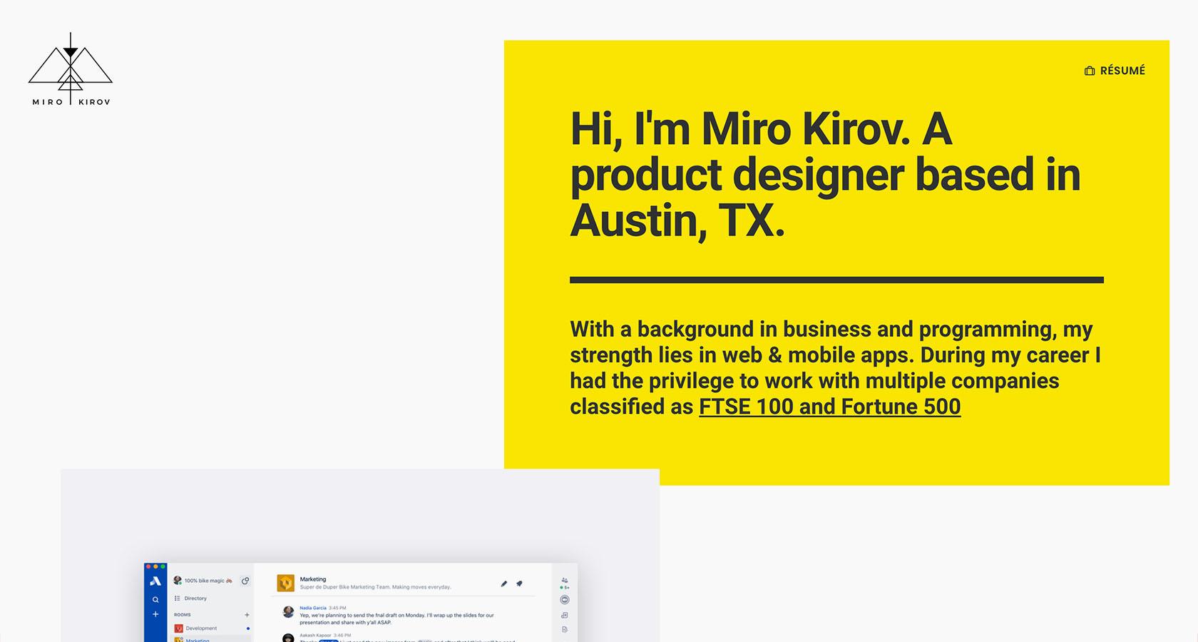 UX designer portfolio home page