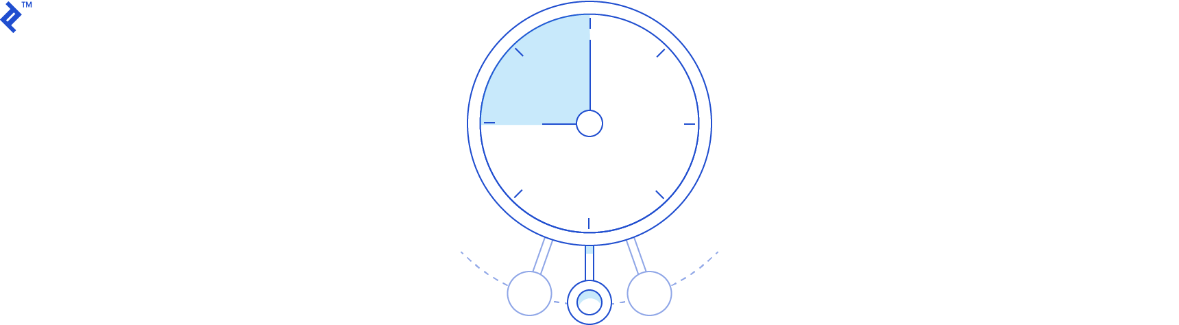 Abstract diagram of a compass pointing towards the direction of "business goals"