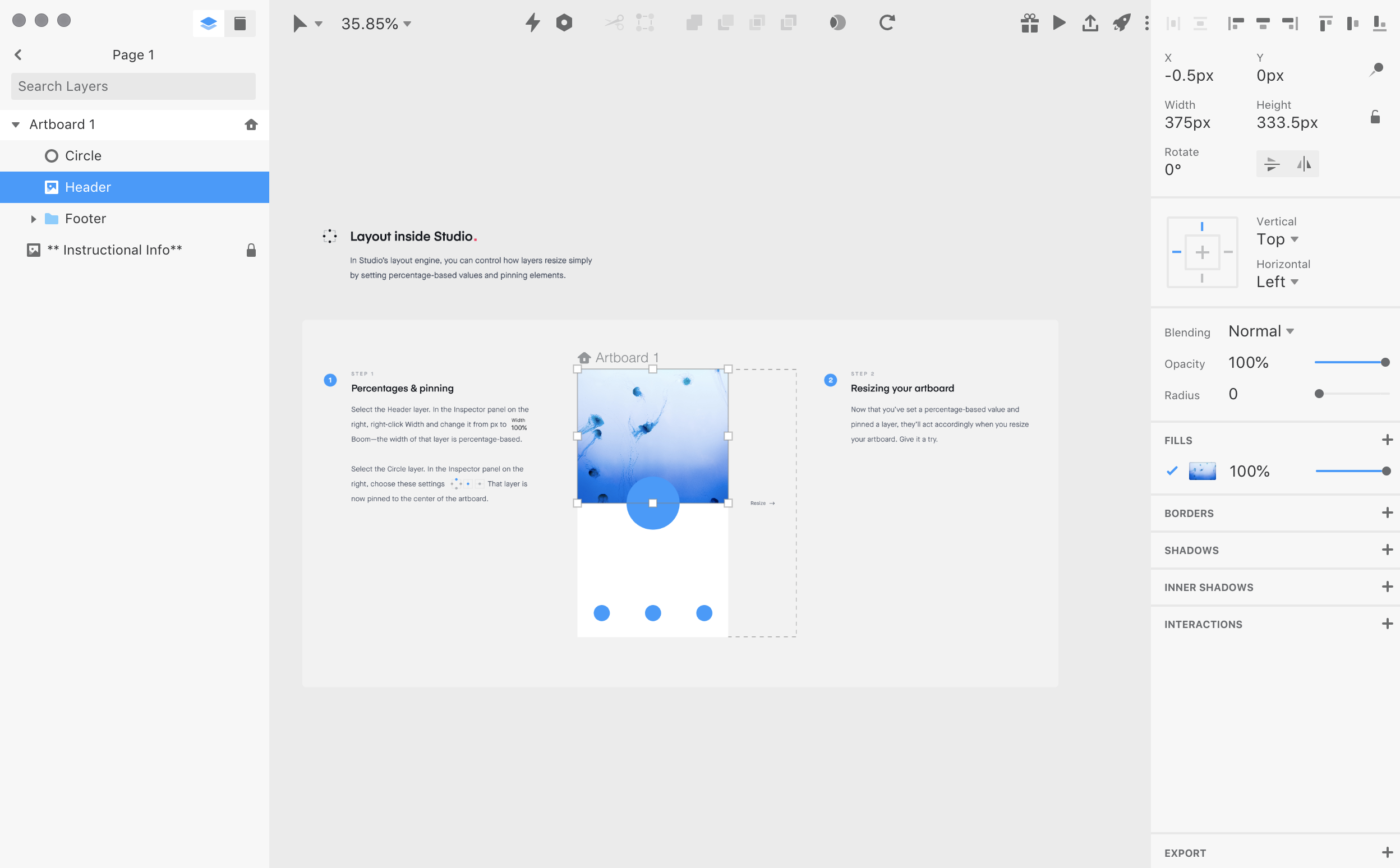 InVision studio app interface design
