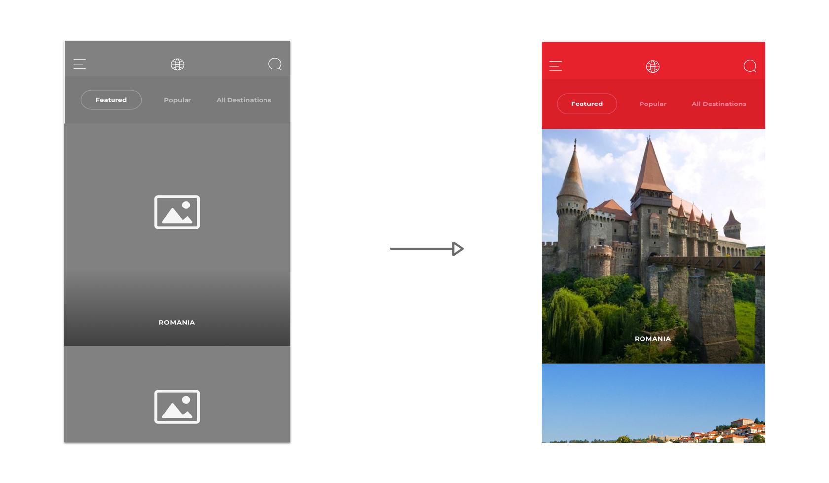 MVP design wireframe to high-fidelity mockup
