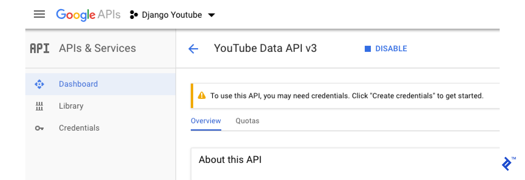 a message about credentials