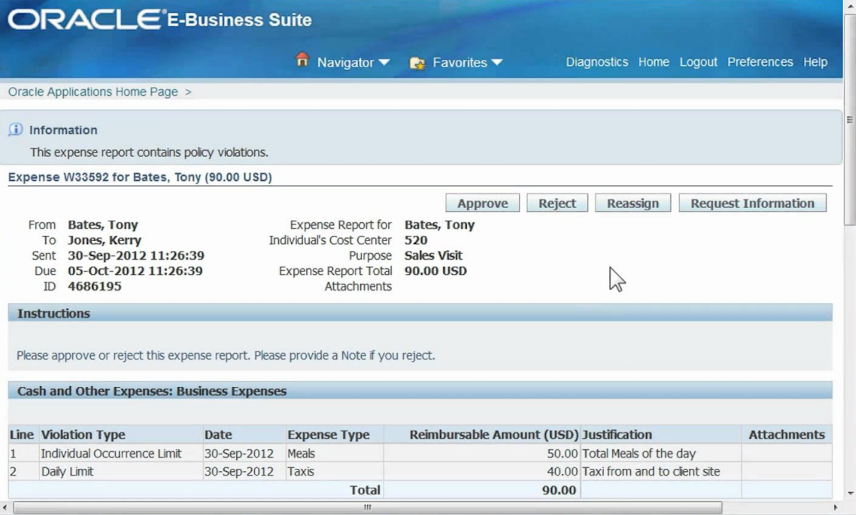 Oracle expenses B2B UX
