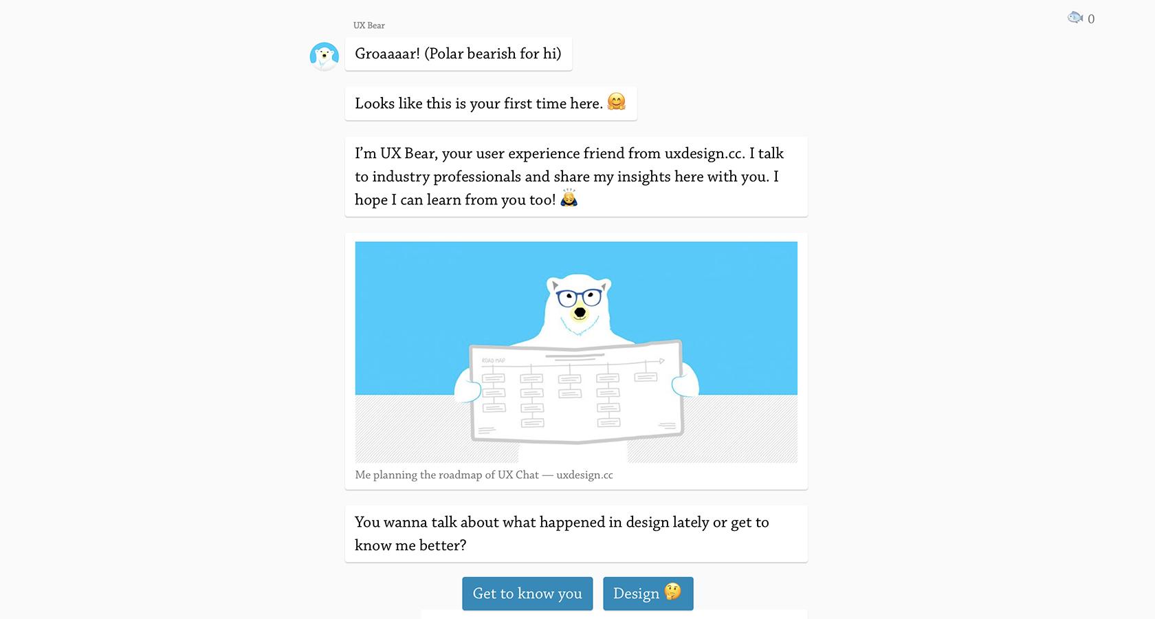 UX collective chatbot UX welcome message