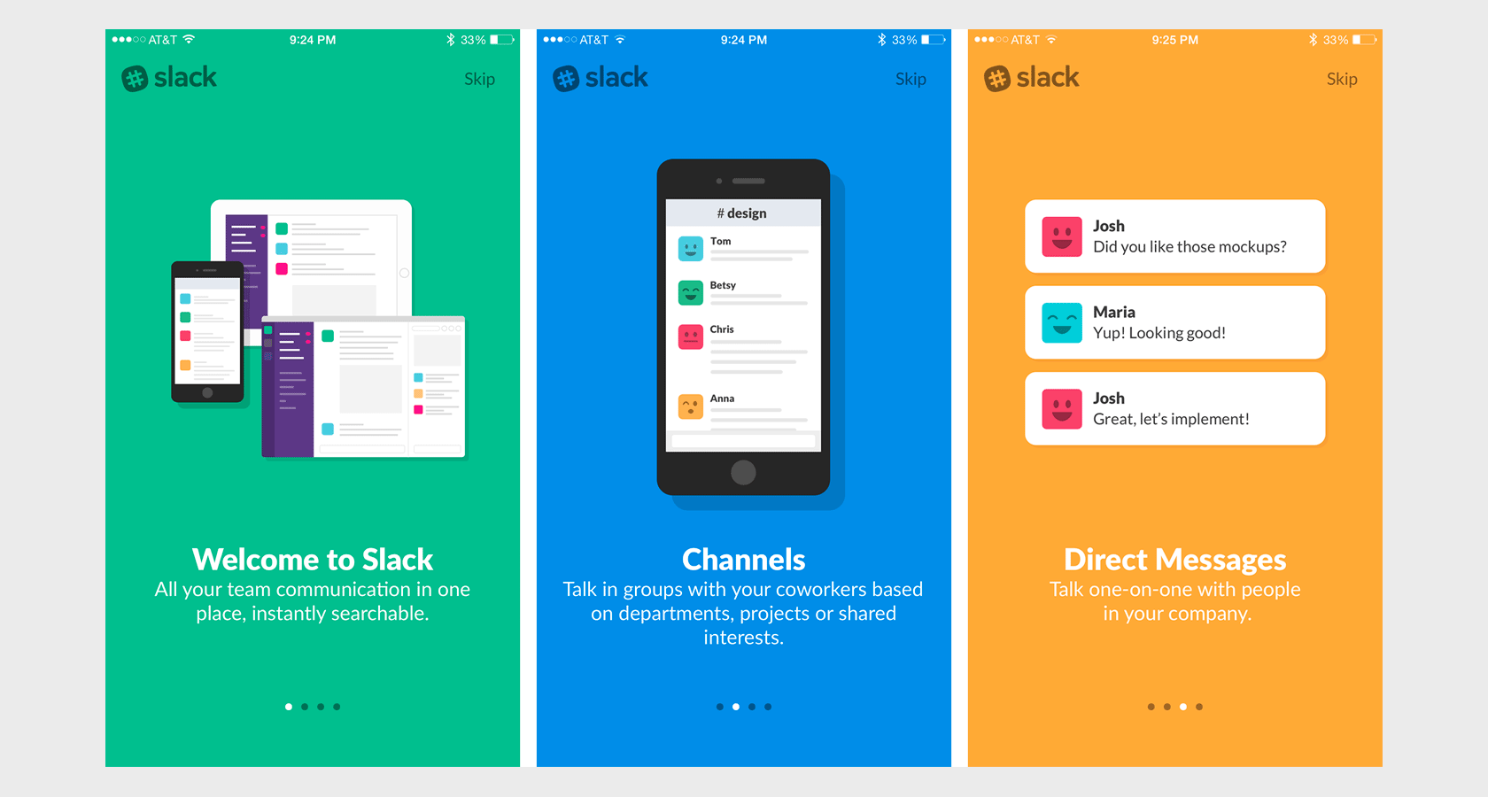 Slack uses introductory UX onboarding best practices
