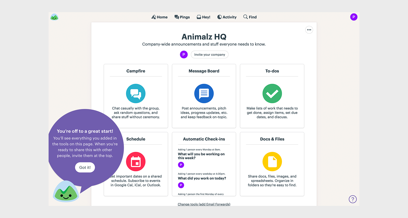 Basecamp onboarding UX patterns