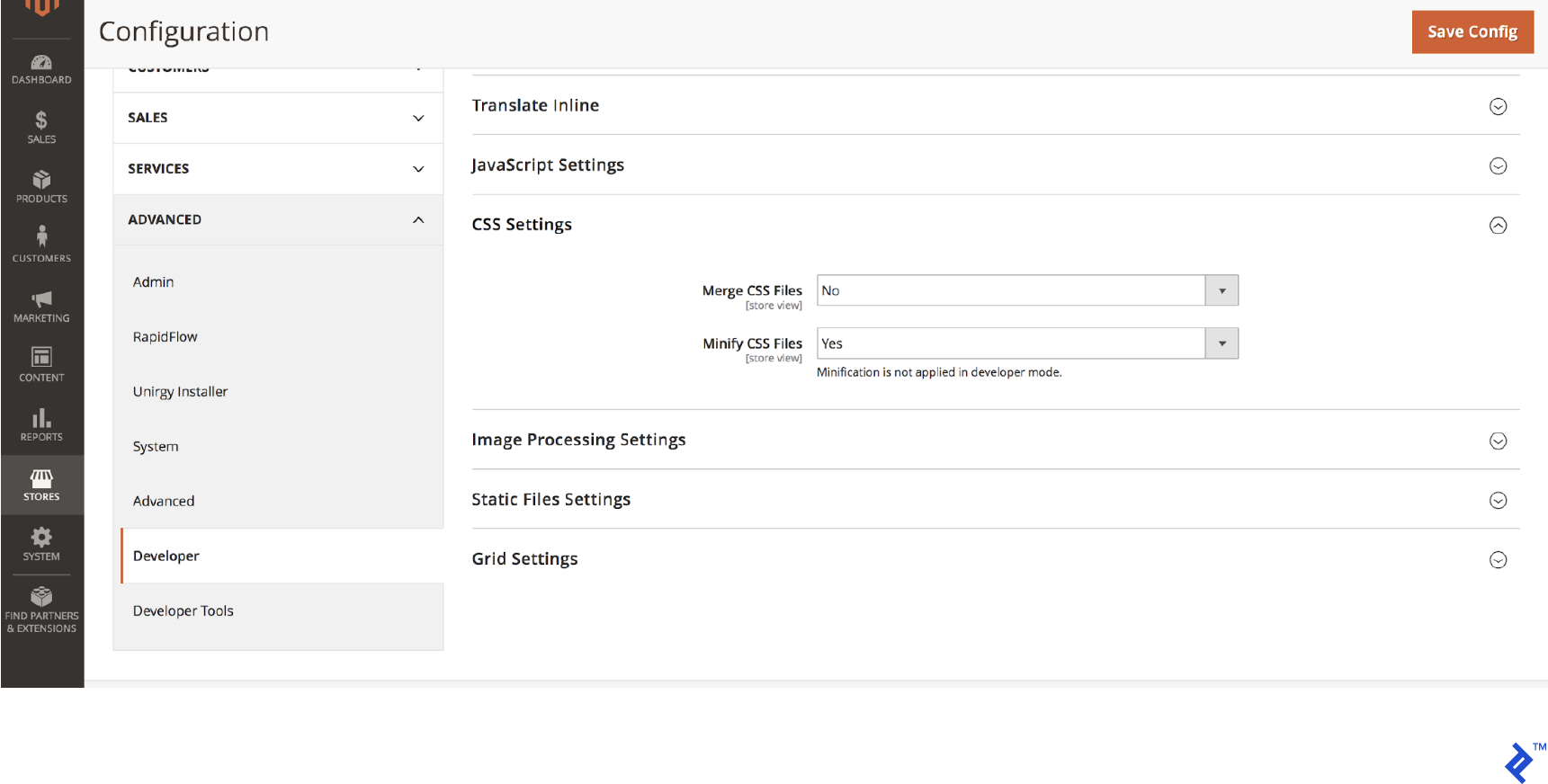 Magento CSS minification screenshot