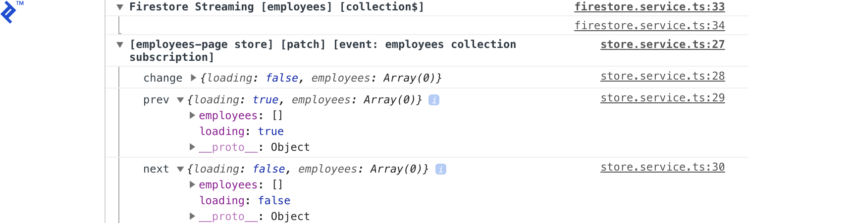 Patch events showing changes with before and after values.