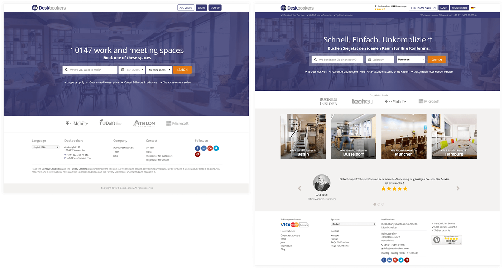 After qualitative and quantitative data, before and after of Deskbookers redesign