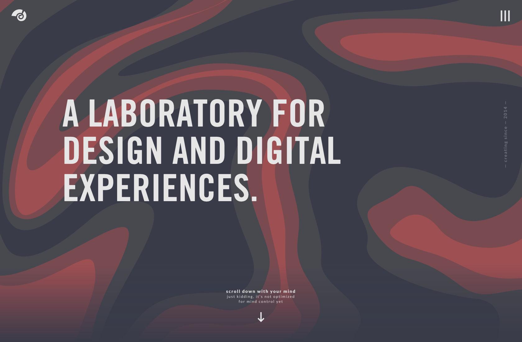 Good web UX: An arrow hints at how to use the site.