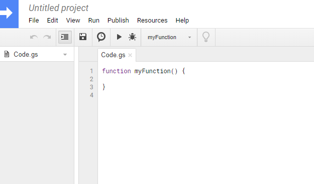 Screenshot of Google's script editor