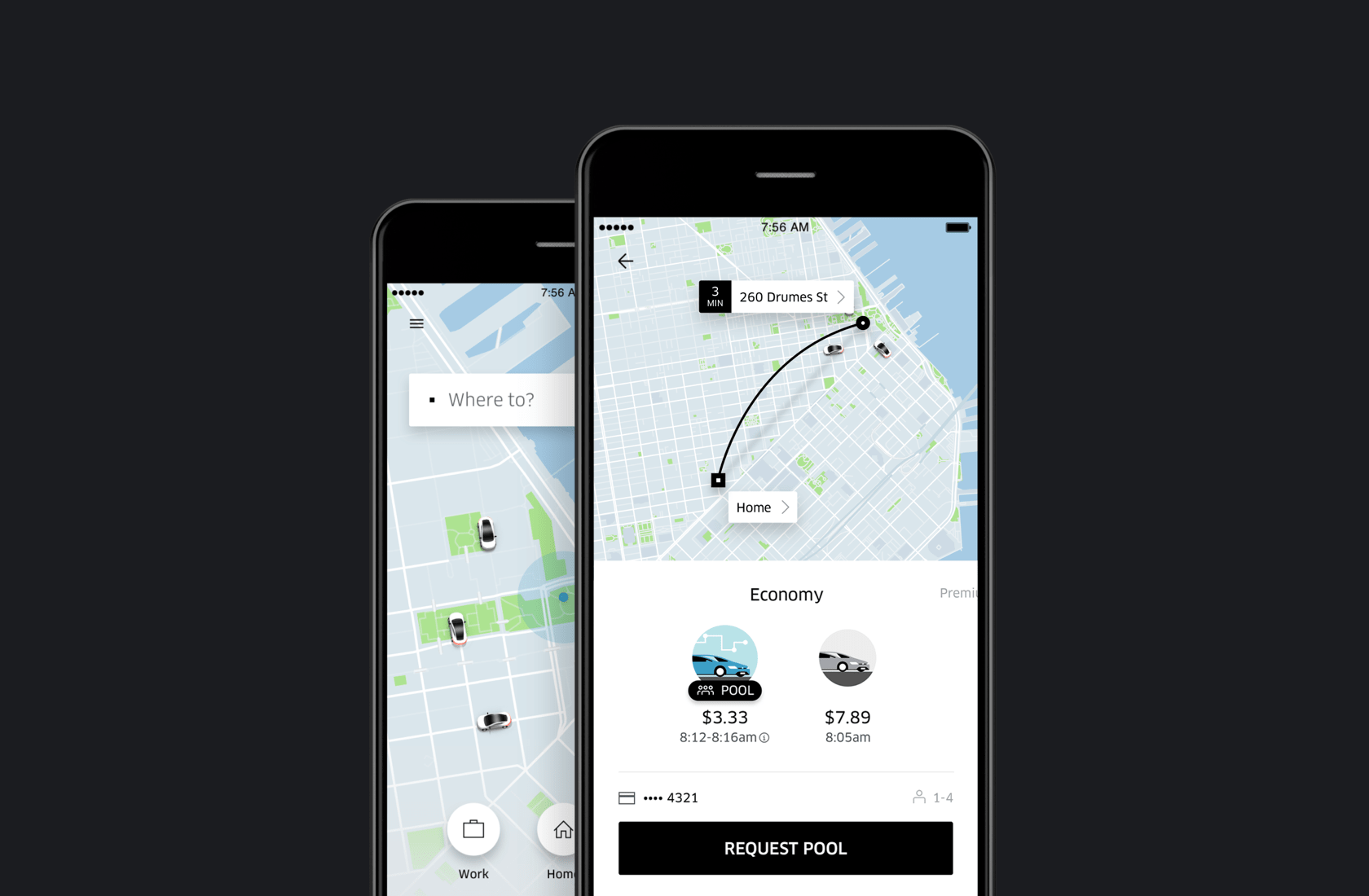 Uber uses simple UI design patterns to make effective CTAs