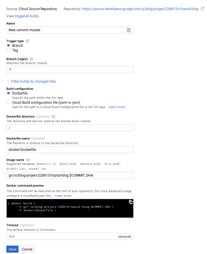 Screenshot of the cloud console