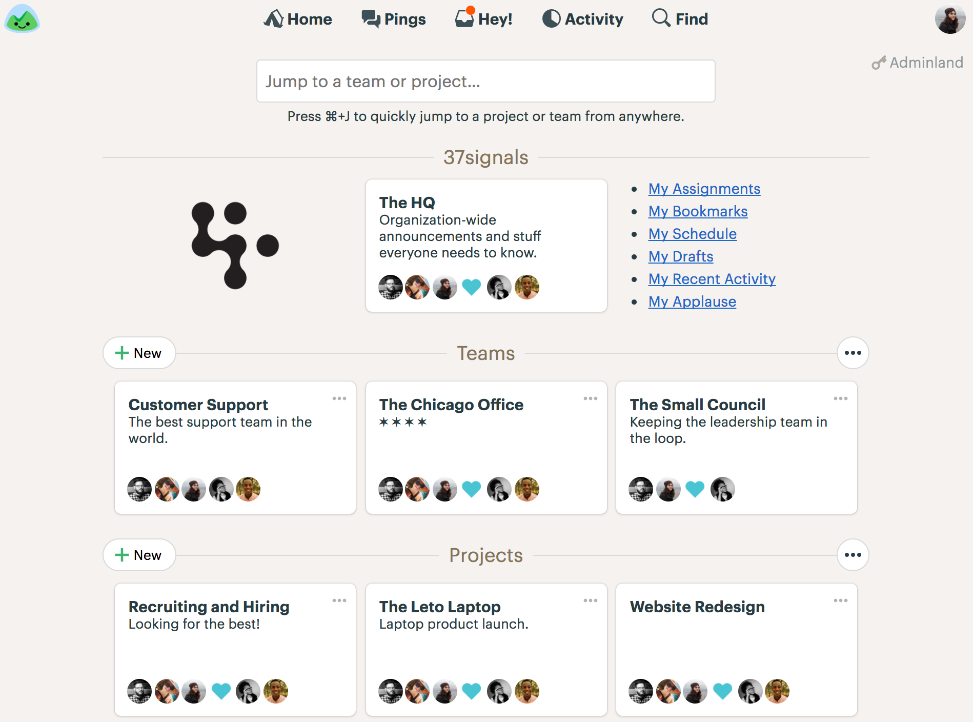 Basecamp project management software screenshot