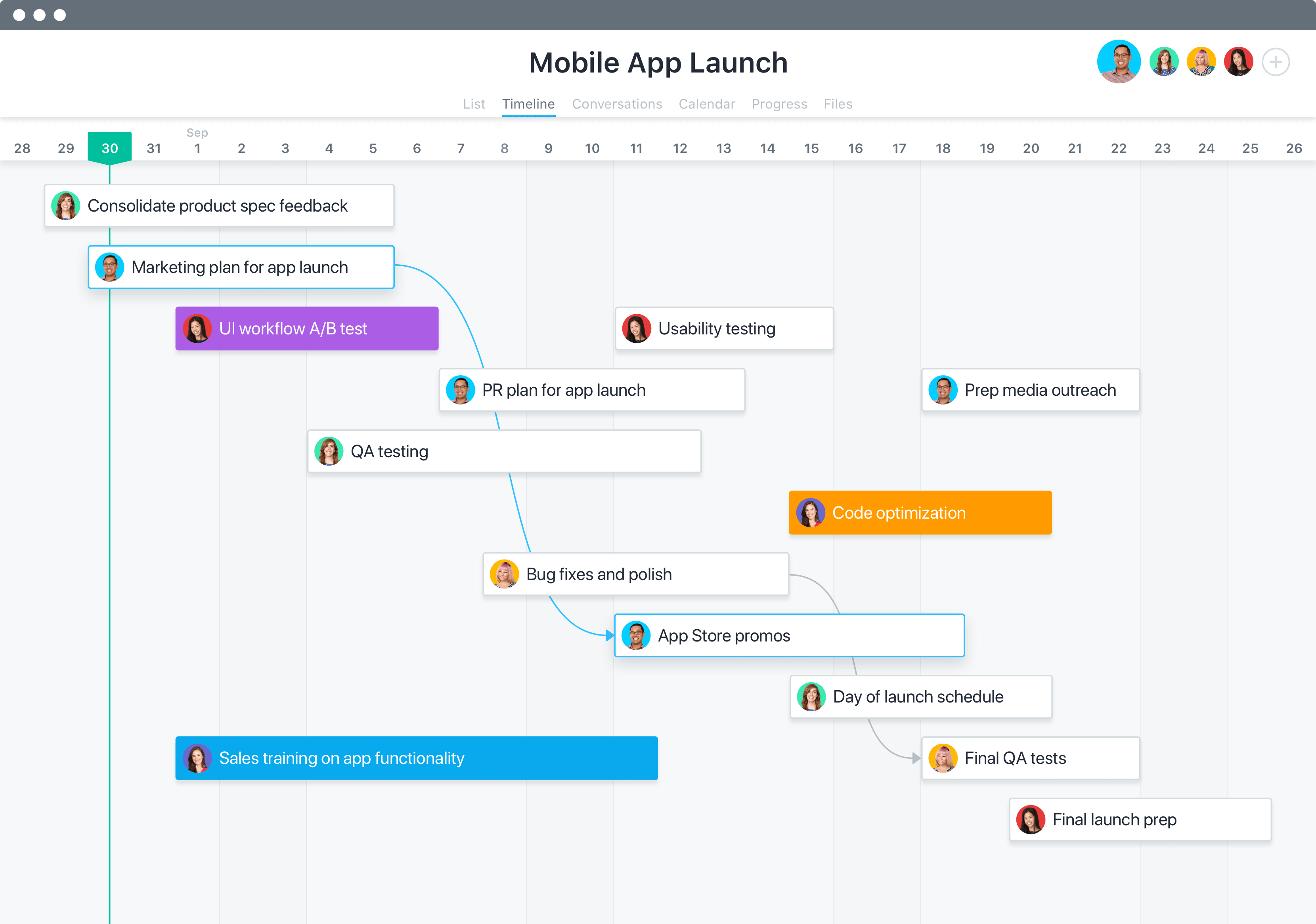 Asana project management software screenshot