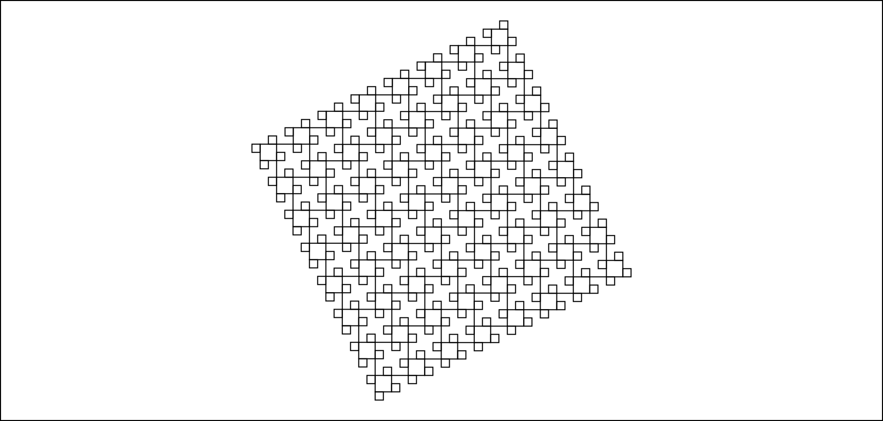 Illustration of recursively drawn smaller squares as demonstrated in python parameterized code above