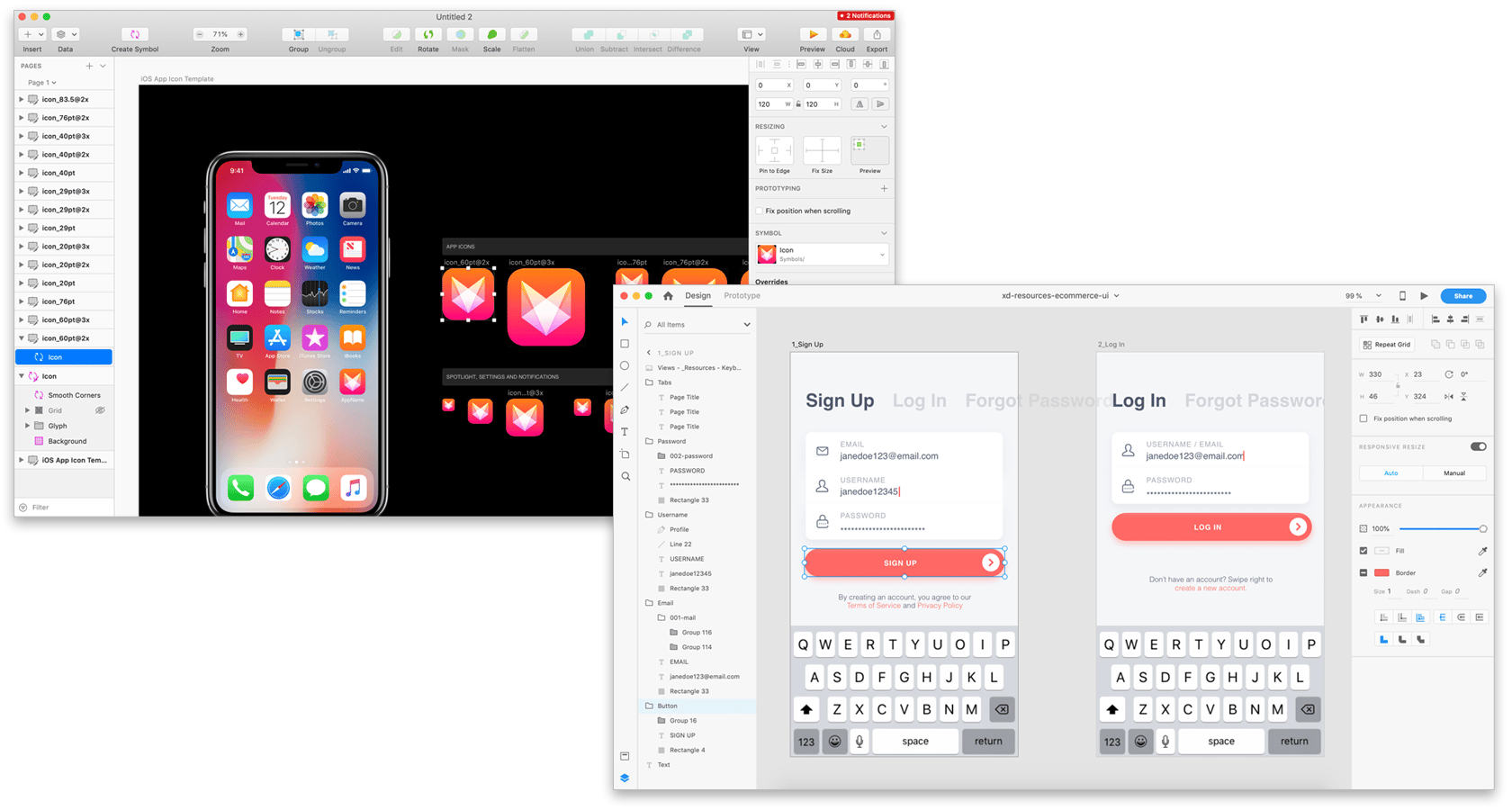 Adobe XD vs Sketch user Interface
