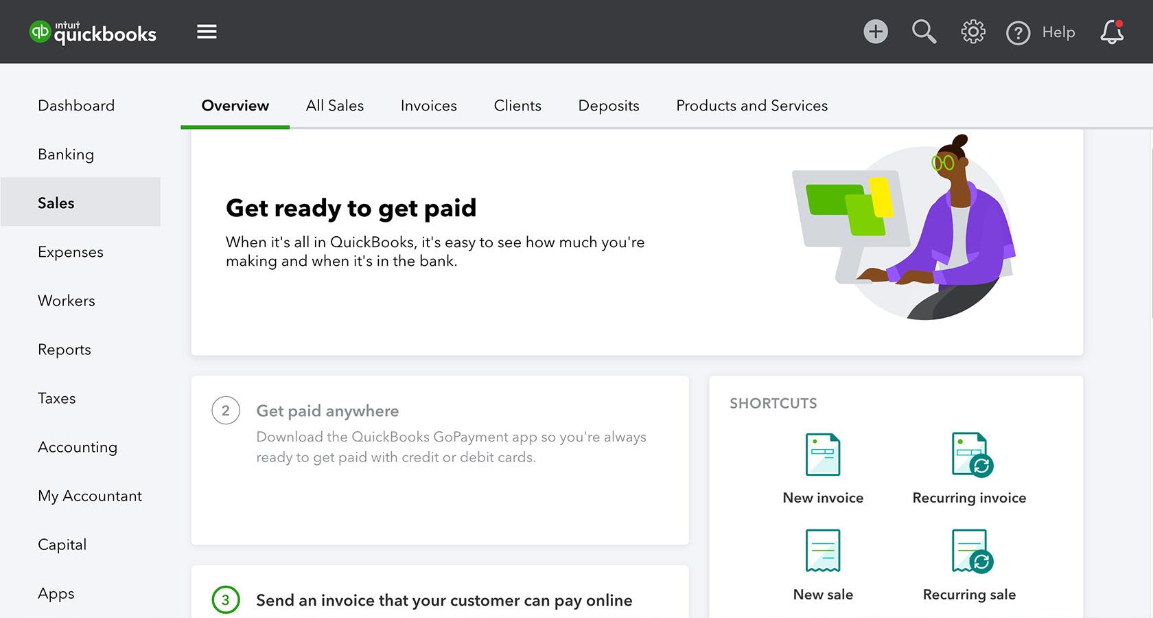 Screenshot of Quickbooks invoicing for ux design consultant