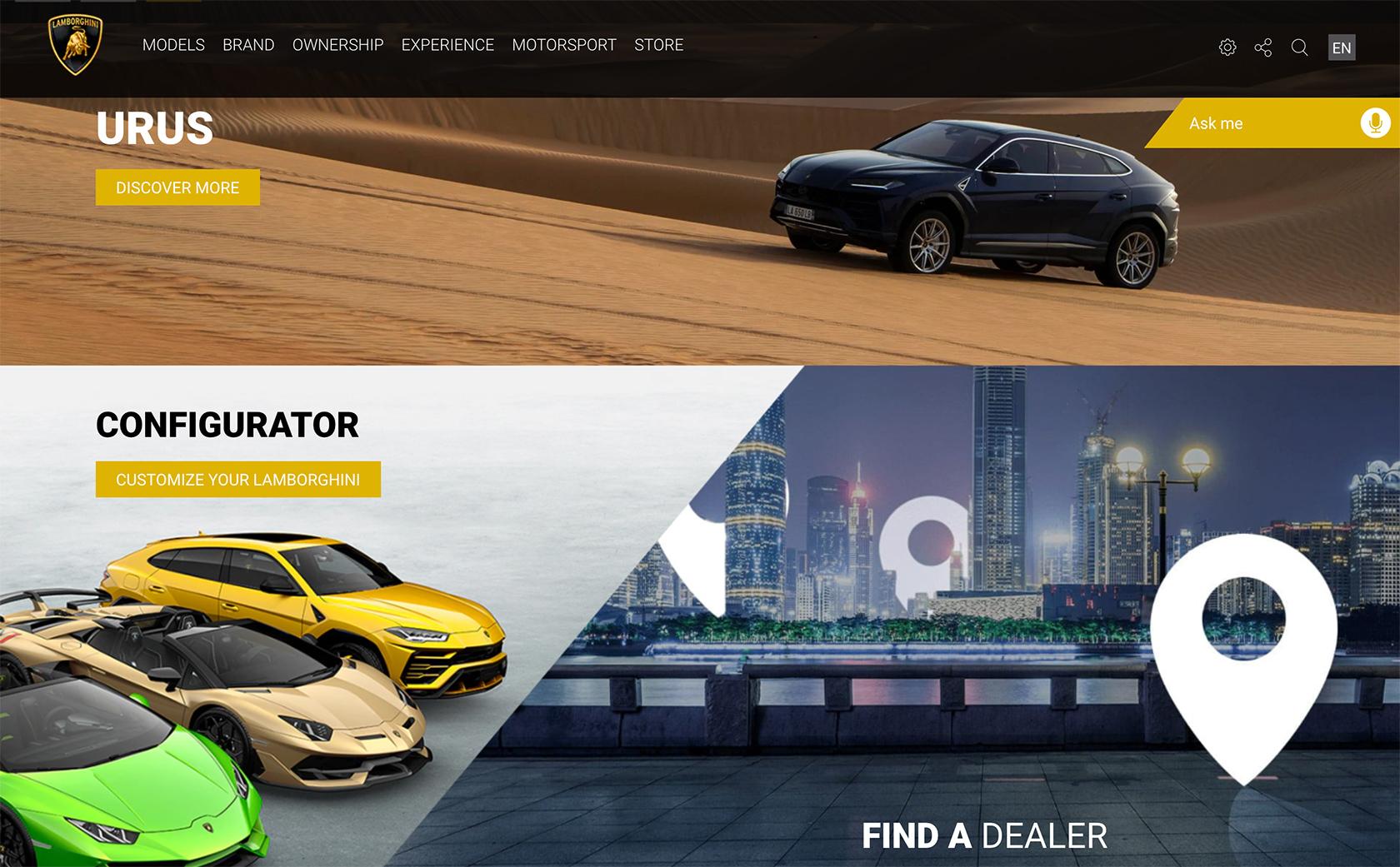 Lamborghini redesigned website