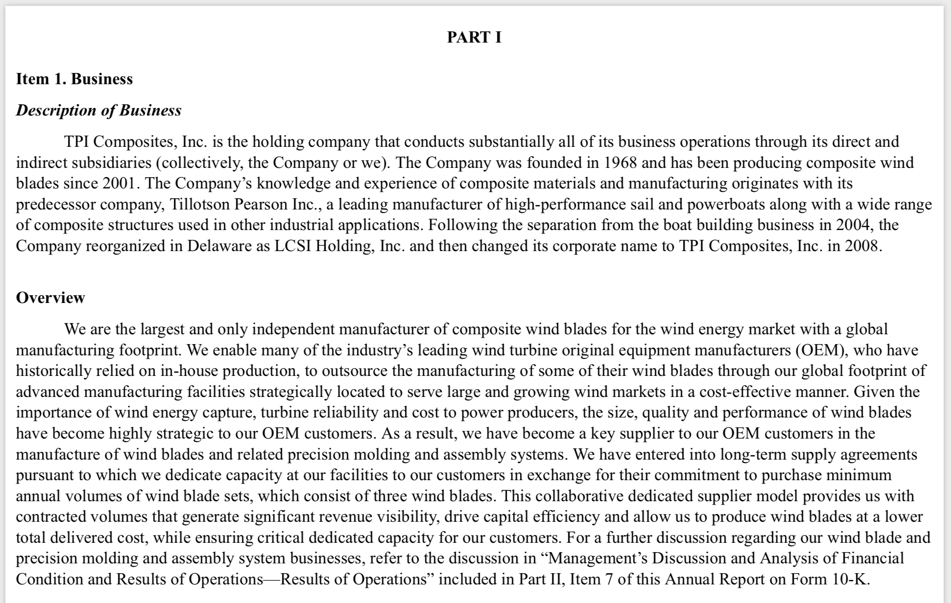 example of business description section from a 10-k report