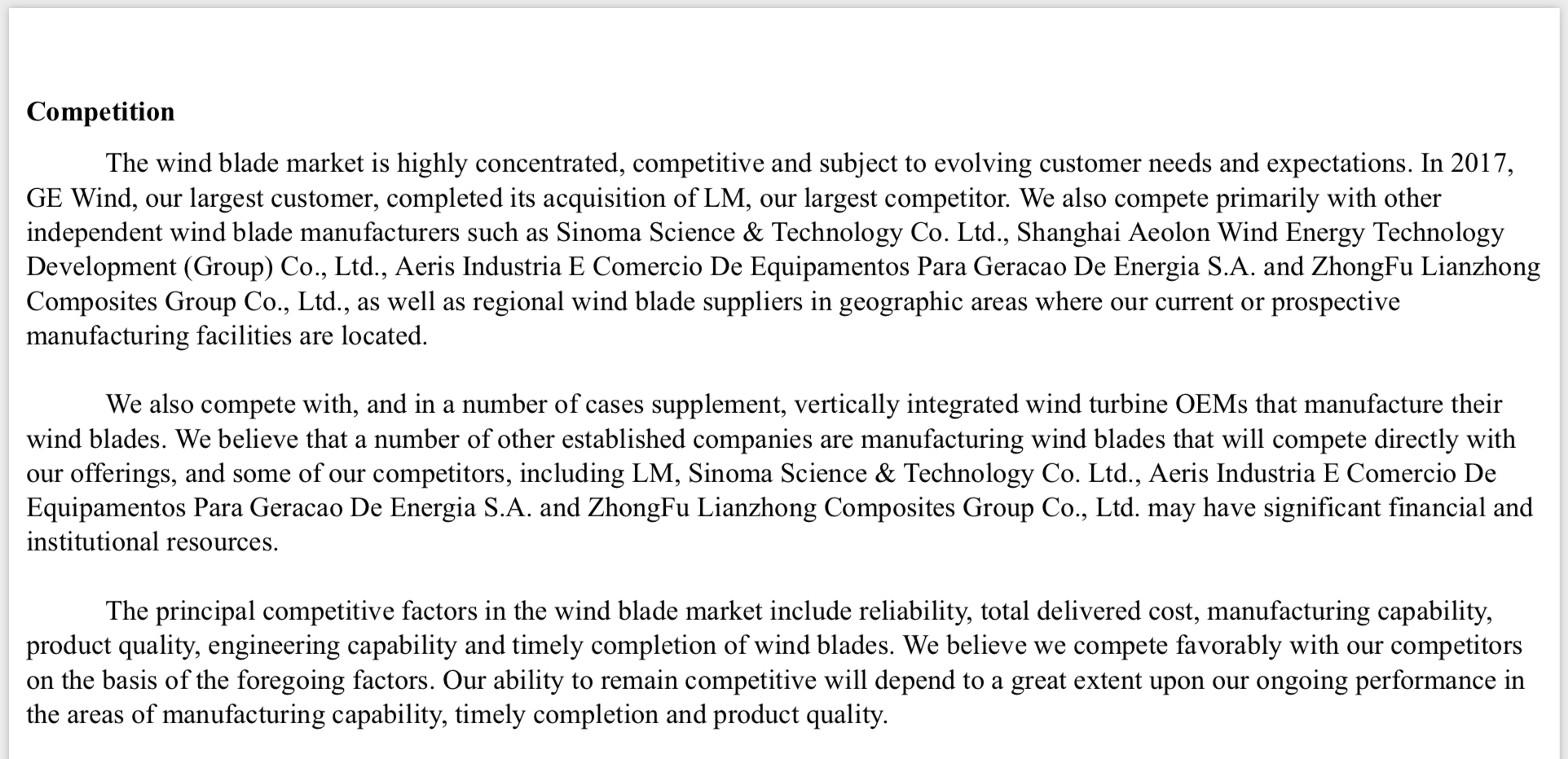 example of competition section from a 10-k report