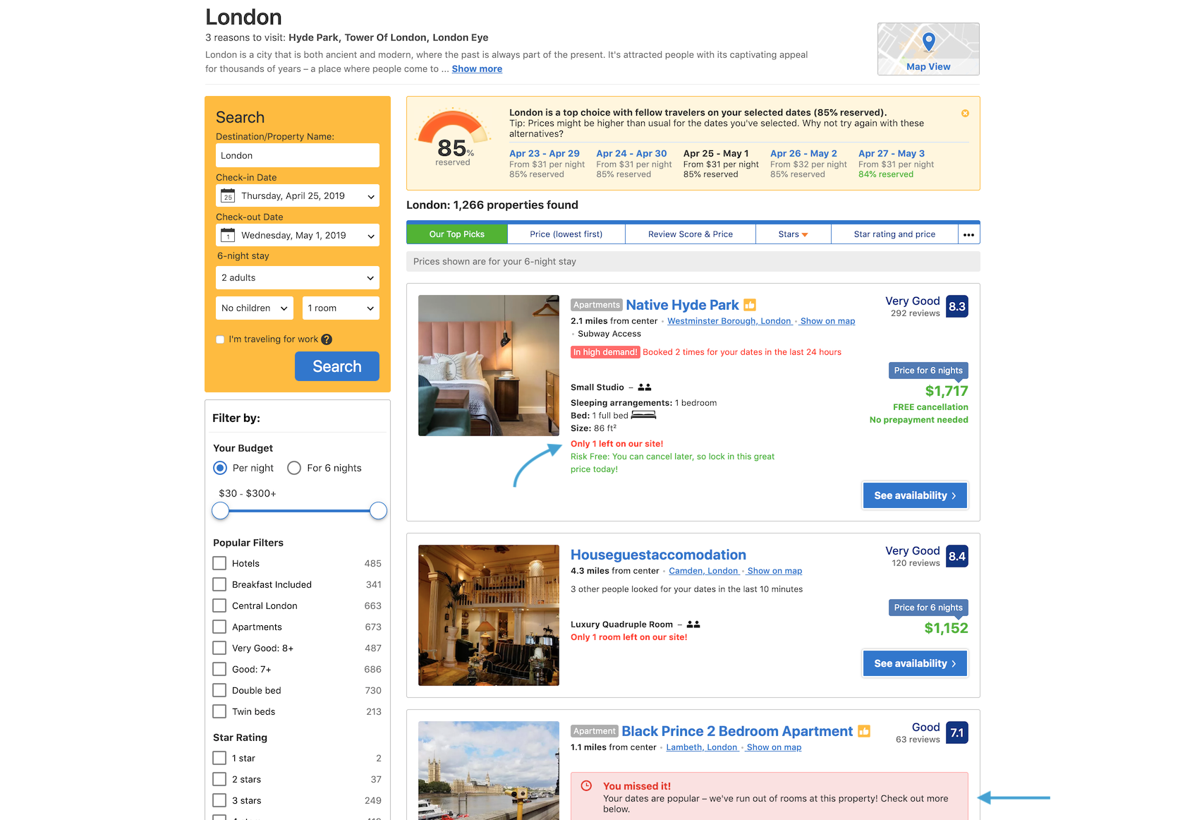 Booking.com uses a variety of emotional persuasion techniques