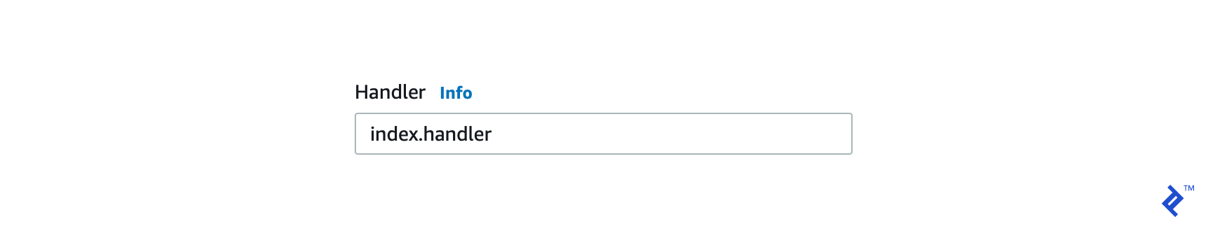 The Handler parameter with "index.handler" as its value