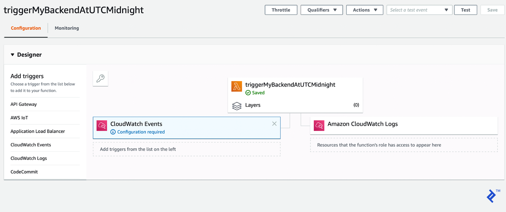 Configuring CloudWatch Events to add a trigger rule