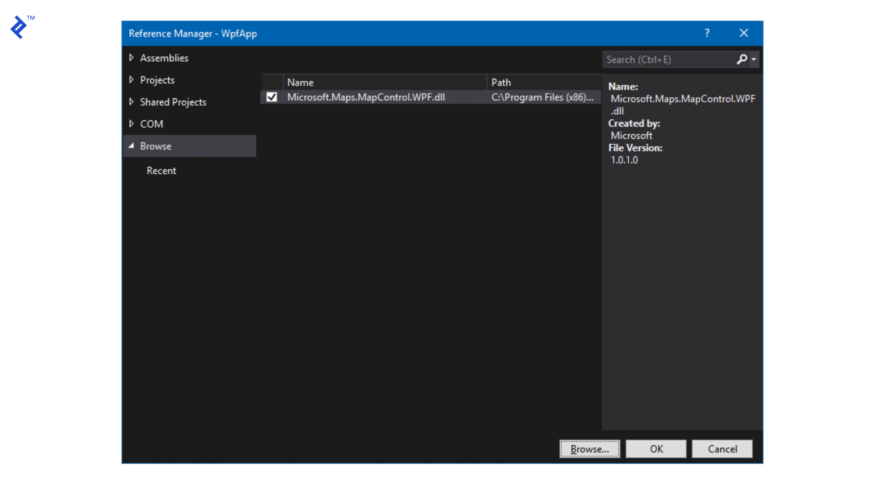 Step 3: Click on OK to add it to the project.
