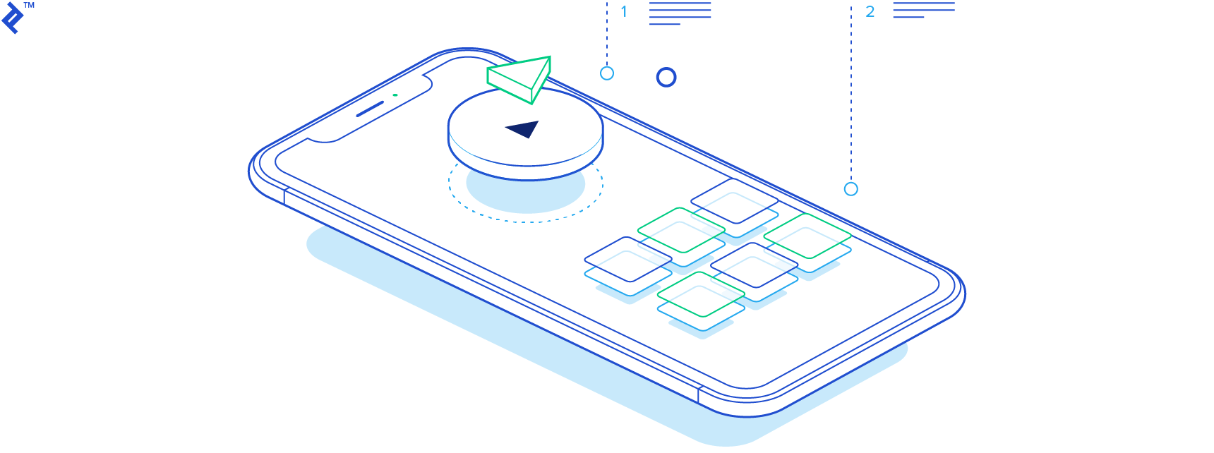 Icons on the face of a mobile phone illustrate the importance of visual hierarchy.