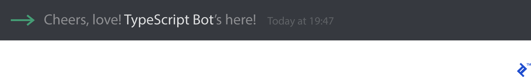 Standard Discord welcome message in response to our bot joining the server.
