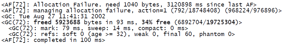 verbose garbage collection output