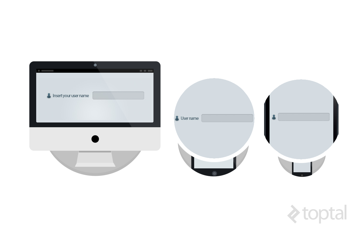 This responsive CSS example depicts three versions of pseudo-elements.