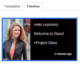 This is the Hello Explorers item being inserted into the Glass timeline.