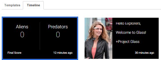 This is the timeline for Google Glass when the sports score is pushed via the app we created in this tutorial.