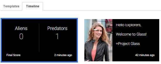 This is the resulting screenshot of Google Glass displaying the updated score.