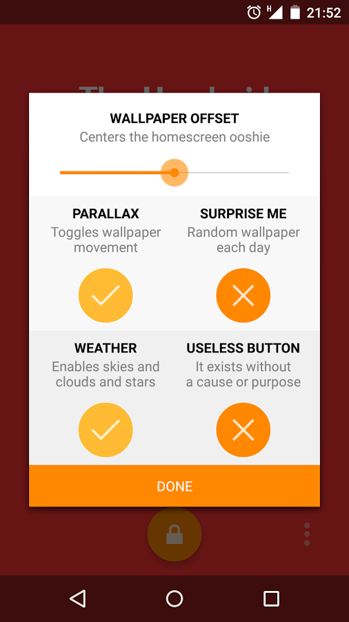 Per this Android development guide, I wanted to give the option to disable the parallax.