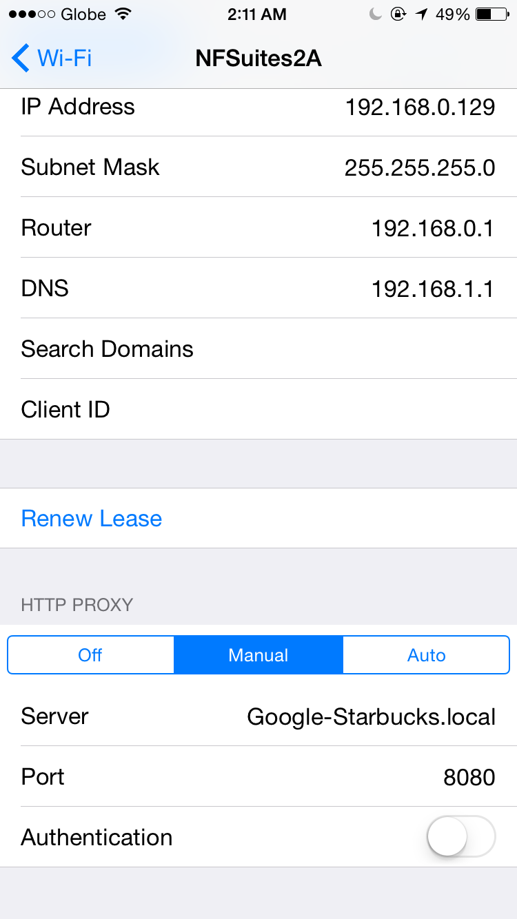 Mobile phone settings.