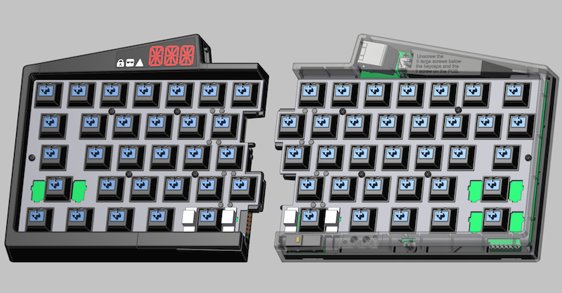 The CAD drawing assists in building a keyboard that functions well for developers.
